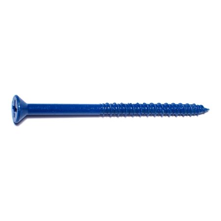 MIDWEST FASTENER Masonry Screw, 1/4" Dia., Flat, 3 3/4 in L, Steel Blue Ruspert, 100 PK 07879